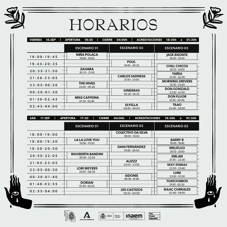 Horarios Granada Sound 2022