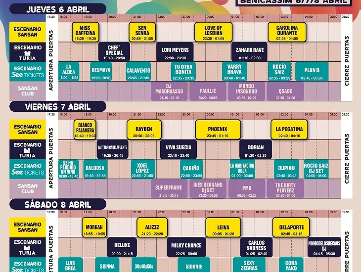 Horarios Sansan Festival 2023