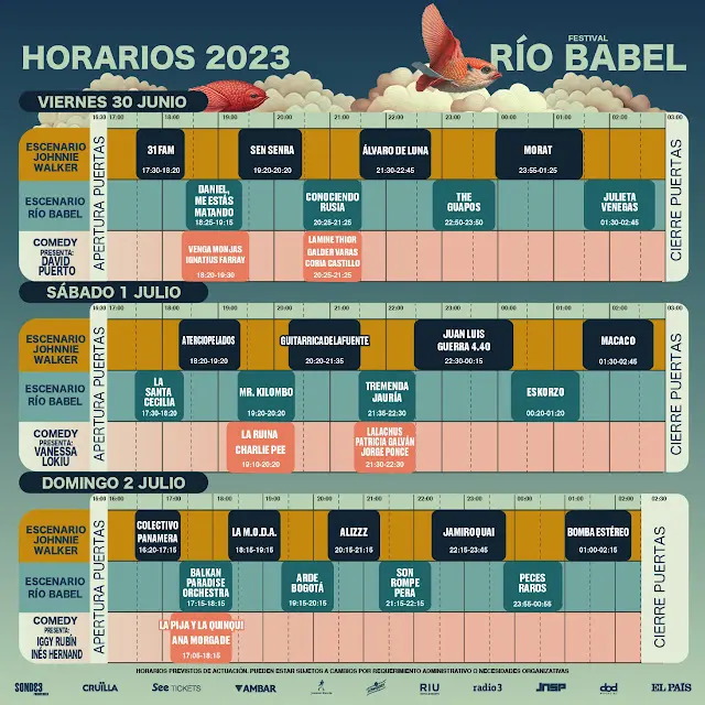 Horarios Rio Babel 2023