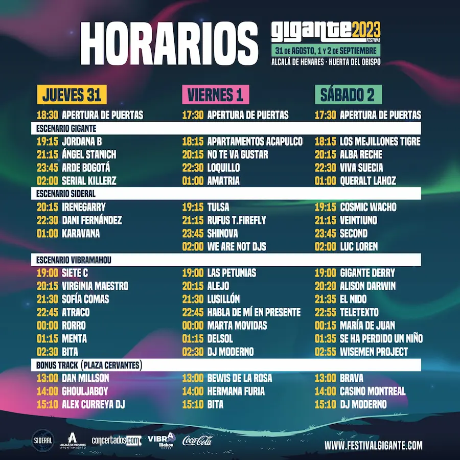 Horarios Festival Gigante 2023