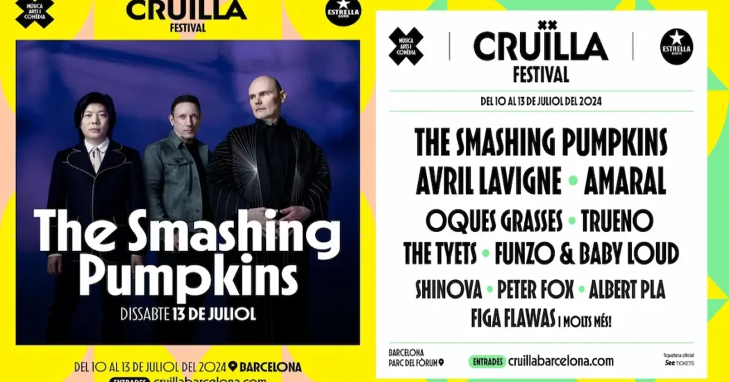 The Smashing Pumpkins, Avirl Lavigne, Amaral y muchos más en el primer avance de Cruïlla 2024