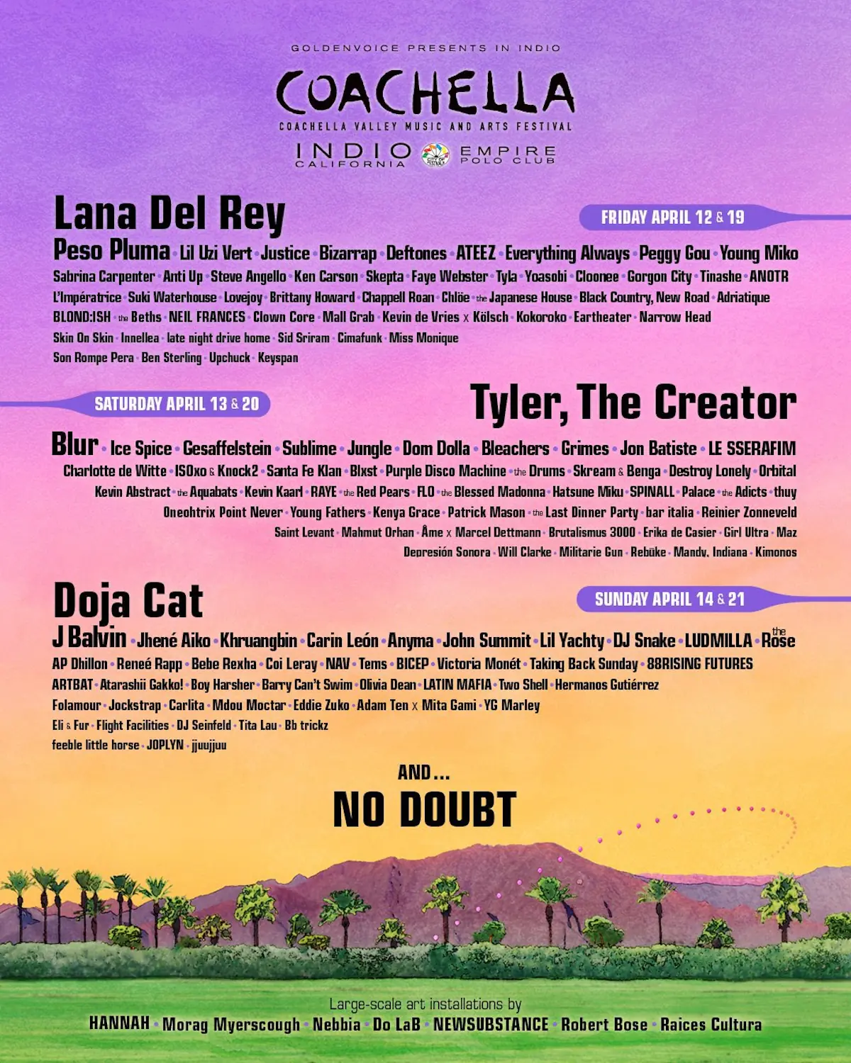 Coachella 2024 Revela Cartel Completo: Desde No Doubt hasta Lana Del Rey