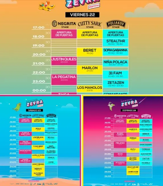 Horarios Zevra Festival 2024