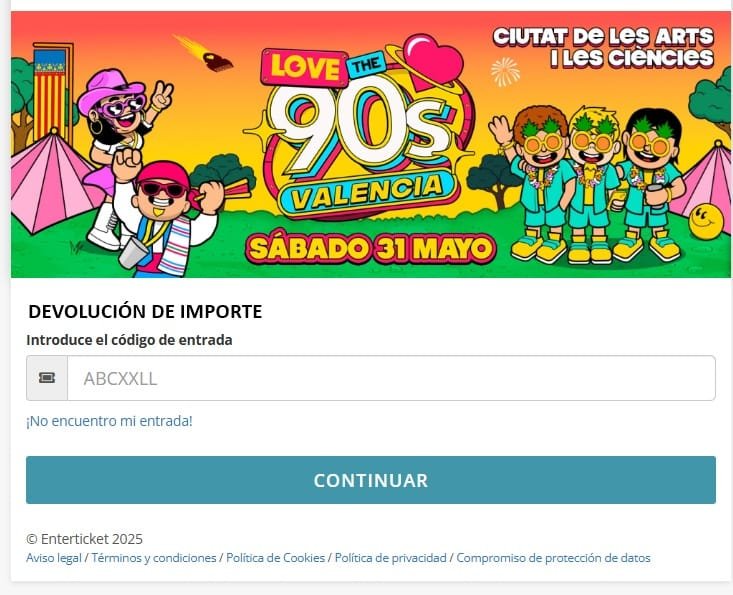 Devolución de saldo love the 90s valencia