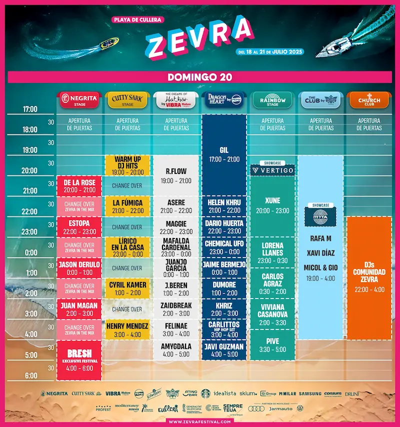 horarios-zevra-domingo-20 Horarios Zevra 2025 - Domingo 20