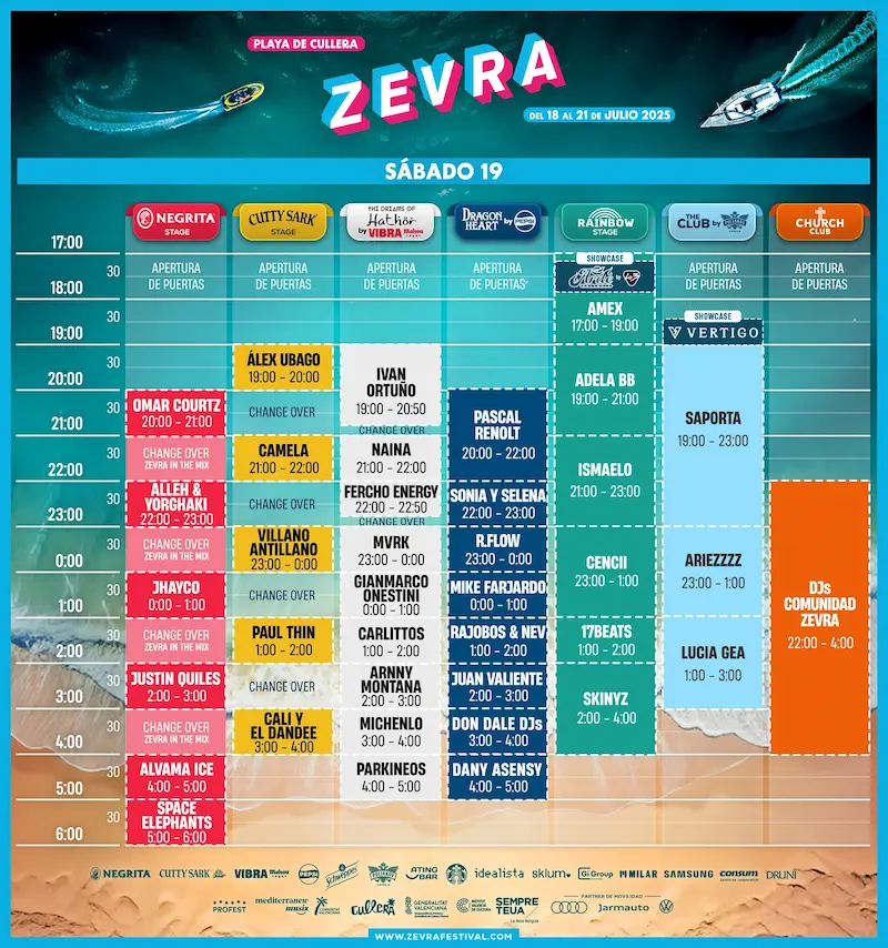 horarios-zevra-sabado-19 Horarios Zevra 2025 - Sábado 19
