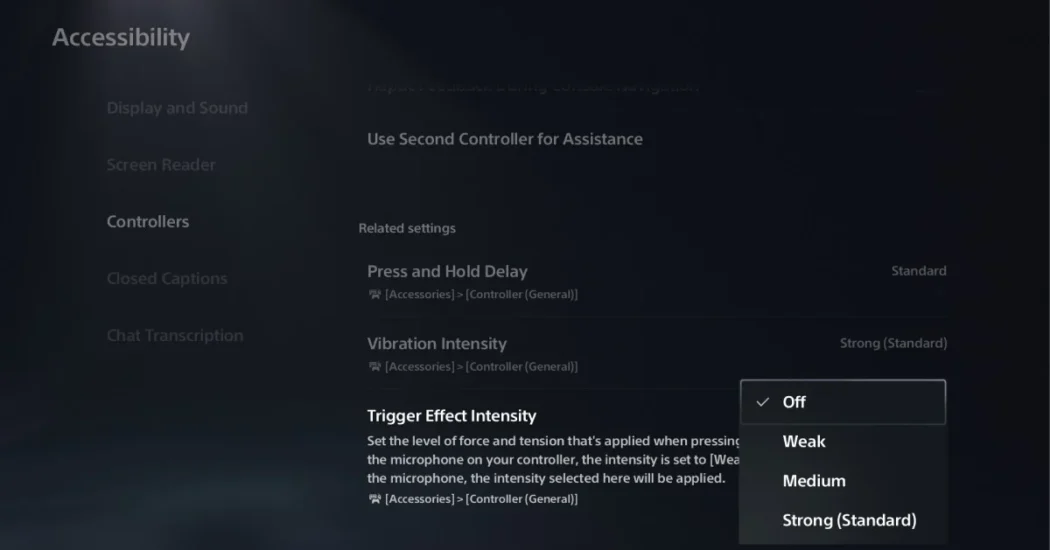 Pantalla para desactivar los gatillos adaptativos en BF6 en PS5