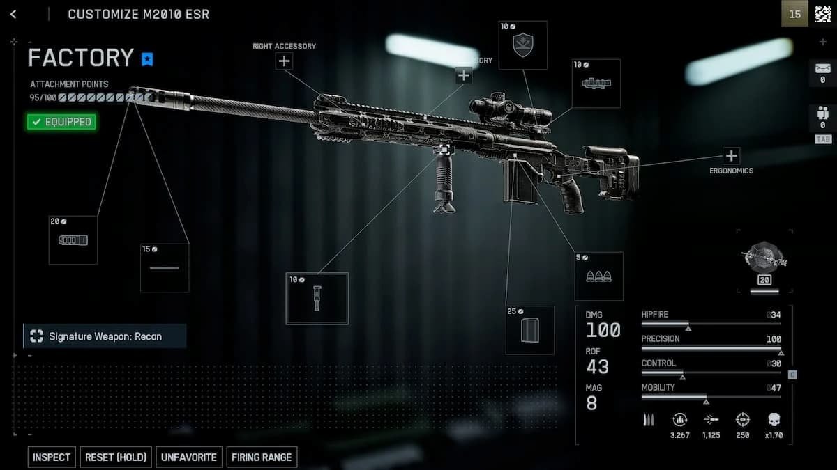 Configuración del M2010 ESR en Battlefield 6
