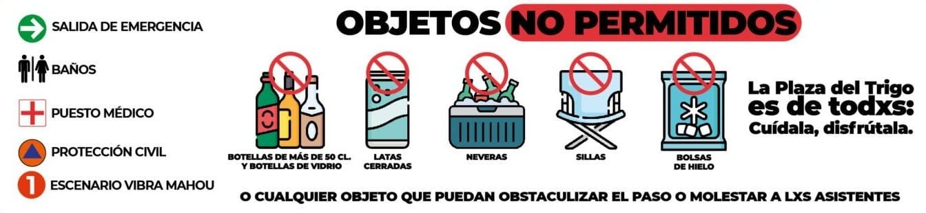 Listado de objetos no permitidos en la Plaza del Trigo durante Sonorama