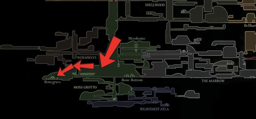 Puedes usar la habilidad Agarre Agarrador para acceder a esta entrada norte de los Caminos de Gusanos