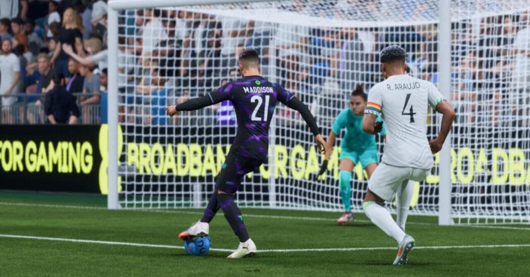 EA Sports FC 26 lanzando a puerta