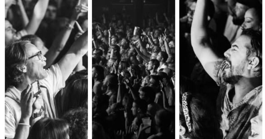 diferentes escenas de seguidores en conciertos de vetusta morla