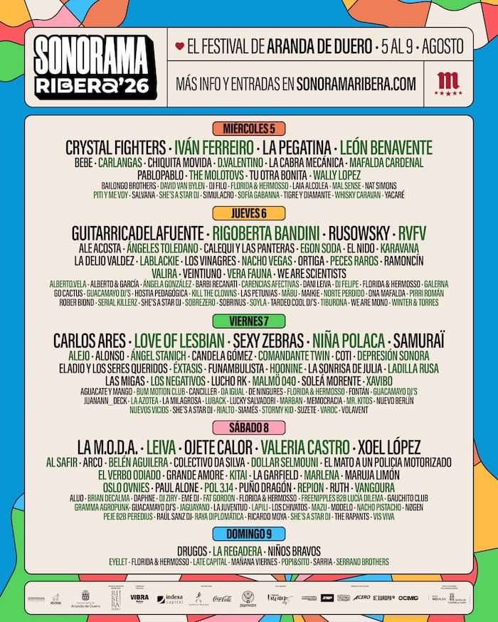 Cartel por días Sonorama 2026