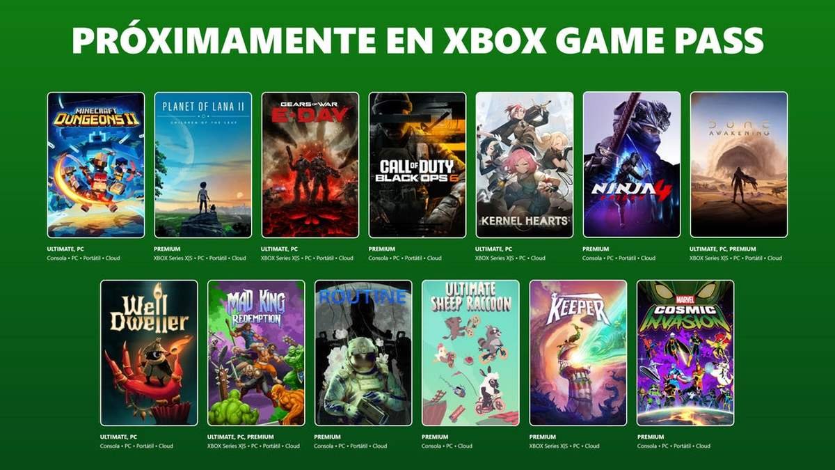 Xbox Game Pass suma Gears: E‑Day, Minecraft Dungeons II y Dune: Awakening